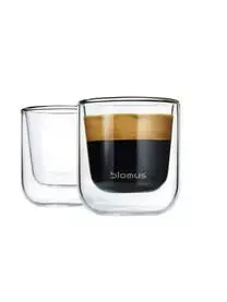 Blomus Doppelwandige Glas-Espressobecher Nero, 2 Stück