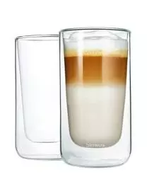 Blomus Doppelwandige Glas-Kaffeebecher Nero, 2 Stück