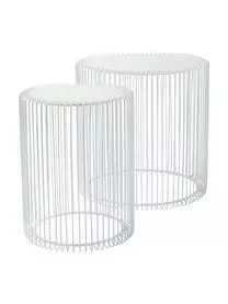 Kare Design Metall-Beistelltisch 2er-Set Wire Mit Glasplatte
