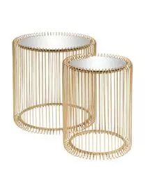 Kare Design Metall-Beistelltisch 2er-Set Wire Mit Glasplatte