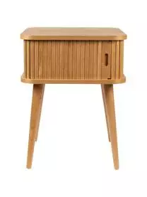 Zuiver Holz-Nachttisch Barbier Mit Schiebetür Und Geriffelter Front 3 Zuiver Holz-Nachttisch Barbier Mit Schiebetür Und Geriffelter Front