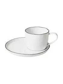 Broste Copenhagen Handgemachte Tasse Mit Untertasse Salt Aus Porzellan