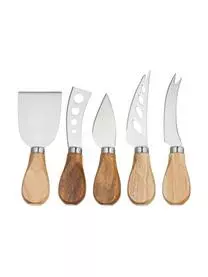Andrea House Silbernes Käsemesser-Set Frija Mit Akazienholzgriff, 5-teilig 3 Andrea House Silbernes Käsemesser-Set Frija Mit Akazienholzgriff, 5-teilig