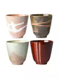 HKliving Handgemachte Becher Yunomi, 4er-Set
