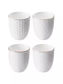 Tokyo Design Studio Handgemachte Porzellan-Becher Nippon Mit Struktur Und Goldrand, 4-er Set
