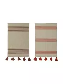 Bloomingville Gestreifte Geschirrtücher Dali Aus Baumwolle Mit Quasten, 2er-Set