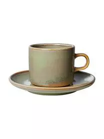 HKliving Porzellan-Tassen Chef Mit Untertellern, 4 Stück 3 HKliving Porzellan-Tassen Chef Mit Untertellern, 4 Stück